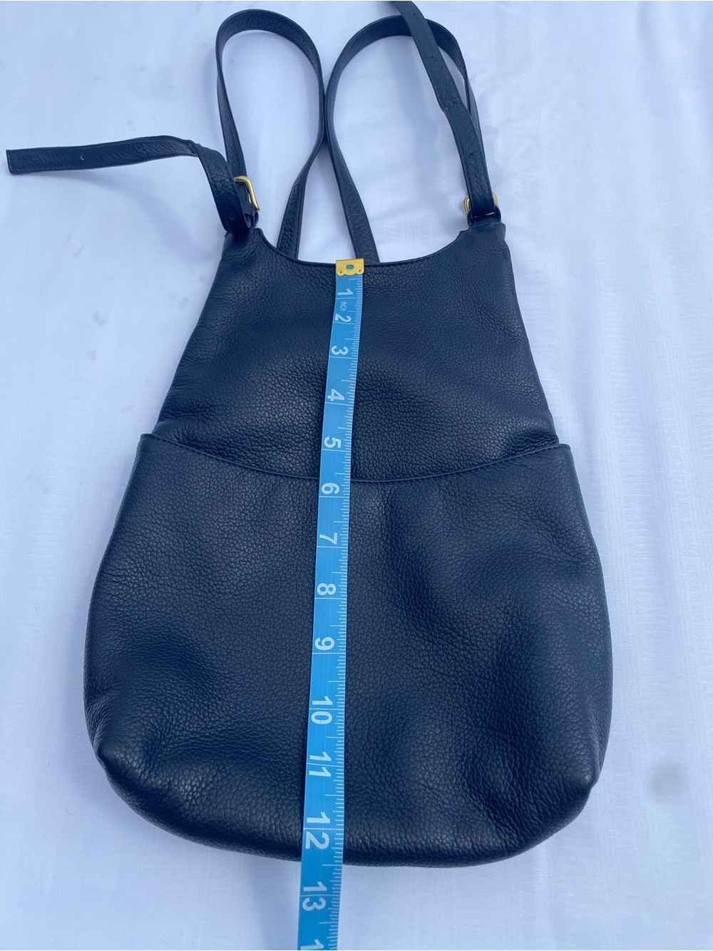 JP Ourse & Cie Navy Blue Pebbled Leather Backpack - Picture 8 of 9